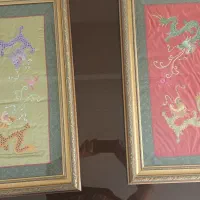 تابلو ابریشم‌دوزی کلکسیونی با قاب کلاسیک طرح اژدها