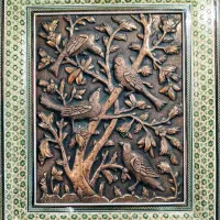 تابلو زیبا قلمزنی مس/ قدیمی خاتم کاری استاد