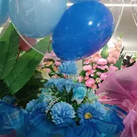 باکس گل مصنوعی گرد کاغذدار بالن دار نوزادی