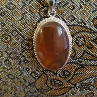 زنجیر چینابی نقره مدال عقیق یمنی به شرط