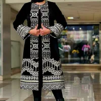 مانتو مخمل سوزن دوزی تا سایز ۵۰