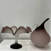 ست دکوری شیشه ای/ پارچ و جام پایه دار/ظرف شیشه ای