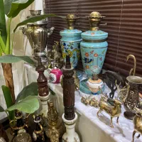 لوازم قدیمی انتیک سماور مجسمه دیگ مسی