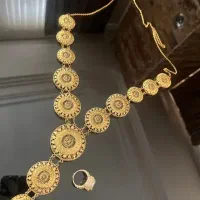 گردنبند  دستبند زرهی رنگ ثالت آب طلا
