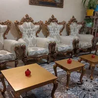 مبلمان 9نفره چوب راش بامیز عسلی درحدنو
