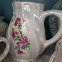پارچ ولیوان گل سرخی قدیمی