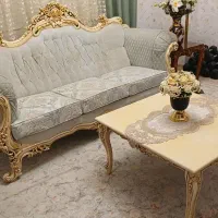 مبل ۳ نفره اسطیل ترک همراه جلو مبلی چوبی