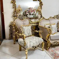 مبل استیل ورق طلا با نهار خوری