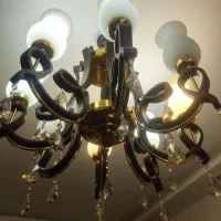 لوستر 8 شعله سایز بزرگ با کاسه چینی طرح چوب