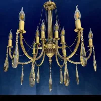 لوسترکلاسیک جدید راما برنجی 10شعله برنج شاخه یو