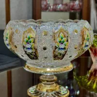 میوه خوری گل برجسته طلاکوب بوهمیا چک کریستال اصل