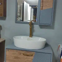 روشویی سفید کرکره با سنگ چینی کرد