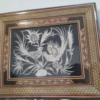 تابلو خاطم کاری قلم زنی مدل گل مرغ