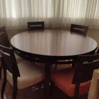 میز ونهار خوری گردوصندلی ۶ نفره چوب نراد کلاسیک