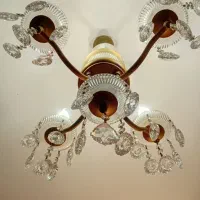 دو عدد لوستر چهار شاخه با اویز کریستال