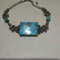 دست بنده نقره و سنگ فیروزه اصلی