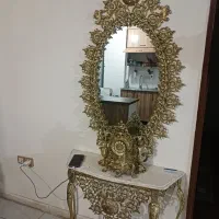 آینه و شمعدان جنس آلیاژ رو کش برنز