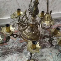 ۱عددلوستر برنز اصل ۵شاخه،۱۰شعله با لاله و کریستال
