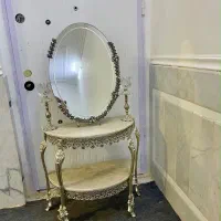 ست آینه و شمعدان برنزی با روکش نقره