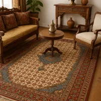 جفت قالیچه دستبافت طرح ماهی