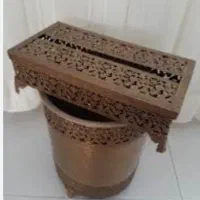 ست سطل و جا دستمال کاغذی رنگ طوسی