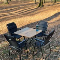 میز چوبی تاشو به همراه صندلی ۹ فنره