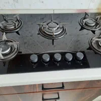 گاز رومیزی شیشه ایی ۵ شعله و سینک استیل اخوان