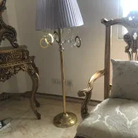 آباژور بزرگ طوسی پایه استیل طلایی
