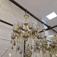 لوستر دوگل ۱۰ شعله پرکار تجهیز کامل برنز سوگلی