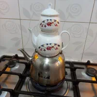 کتری استیل ۴ لیتری و قوری و قندان ست