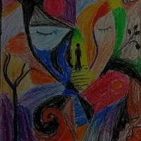 نقاشی پاستل انتزاعی