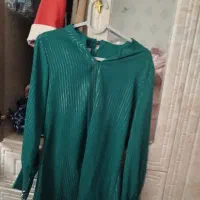 شومیز سبز راه راه طلایی تمیز سالم شیک پوش