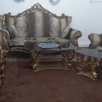 مبلمان هفت نفره چوب با پارچه مازراتی