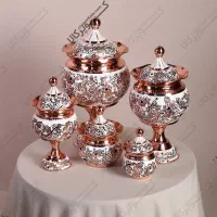 ظروف‌مسی/سرویس قندان الماس تراش سفید/اقساطی