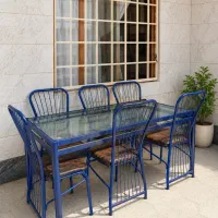 میز ناهارخوری ۶ نفره با صفحه شیشه‌ای