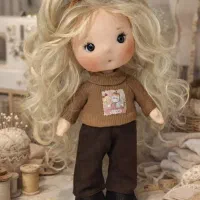 عروسک خرگوشی پیراهن قهوه ای
