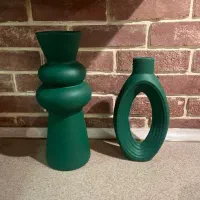 گلدان سرامیکی سبز و‌شمعدان سرامیکی
