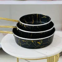 تابه سه تایی تک دسته طرح سنگ مدل ماربل