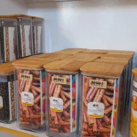 بانکه های شیشه ای درب بامبو اک