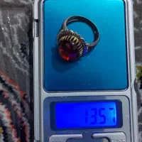 انگشتر نقره925نگین لعل نارنجی