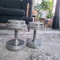 دمبل استیل سالم ۱۷نیم هر کدوم جمعن ۳۵ کیلو مفت
