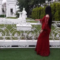 لباس مجلسی دانتل ترک آستردار مدل ماهی آستین کلوش