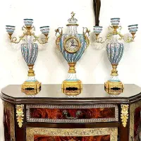 ست شمعدان ساعت برنز وارداتی مجسمه