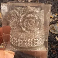 شمع گل رز اکلیلی نقره ای