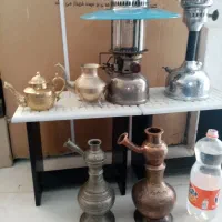 چراغ توری قدیمی تمام برنج،، ابریق برنجی قدیمی