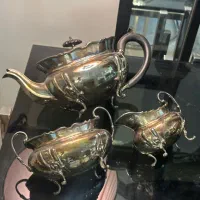 تی ست آنتیک ابکاری نقره خارجی مهر و‌مارک دار