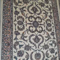 یک جفت فرش دستبافت افشان ابریشم کار  شده