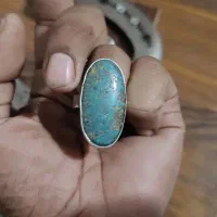 انگشترنقره.فیروزه نیشابوری قدیمی. مغز سنگ فیروز.