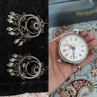 ساعت بلزیک المانی گوشواره نقره عتیقه