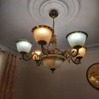 لوستر۶شاخه وساعت دیواری رزین وسنگ